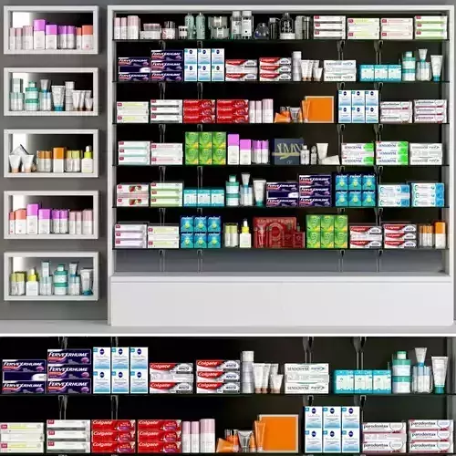 Rack with medicines and cosmetics