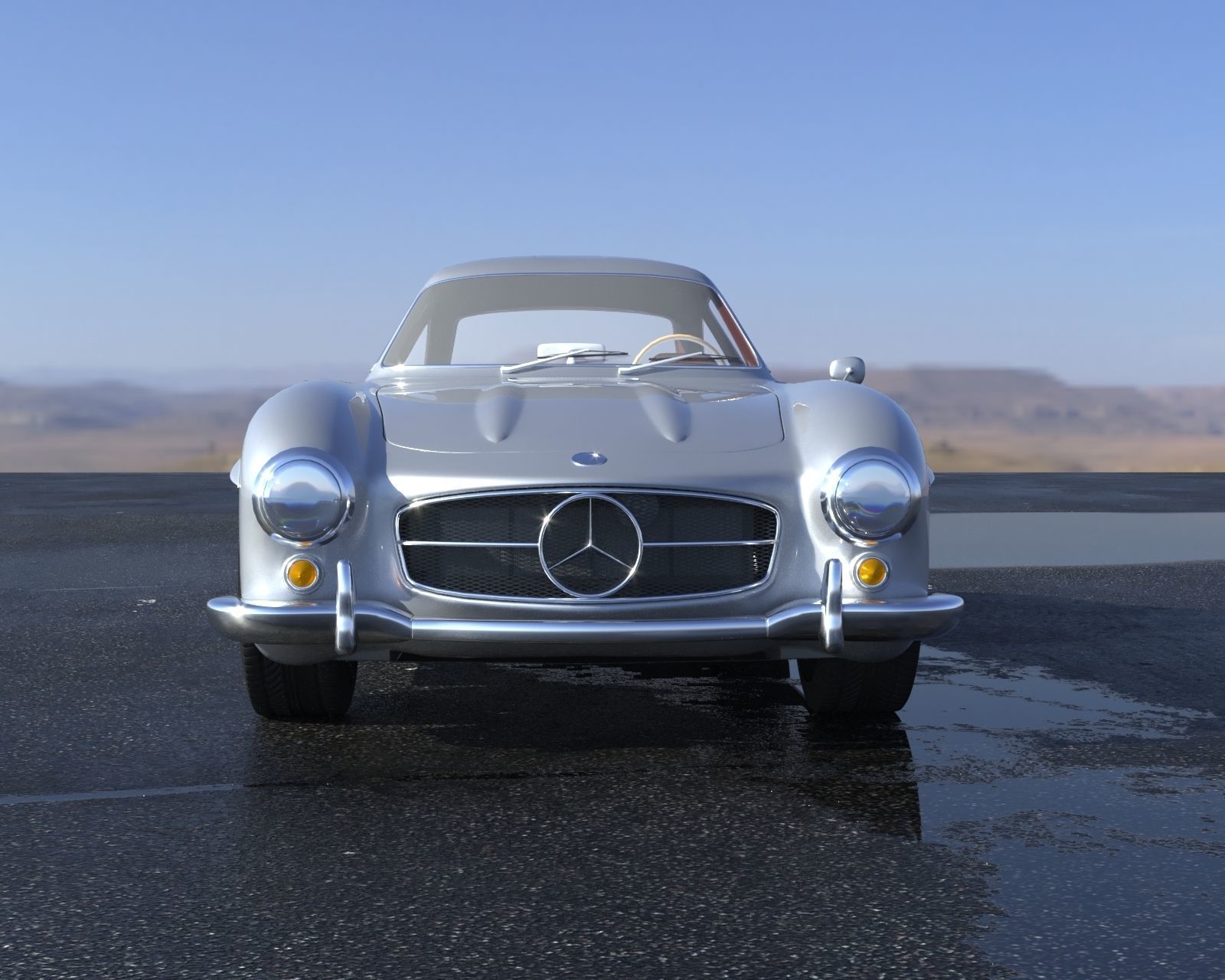 Mercedes-Benz old mercedes in desert 3D model_1