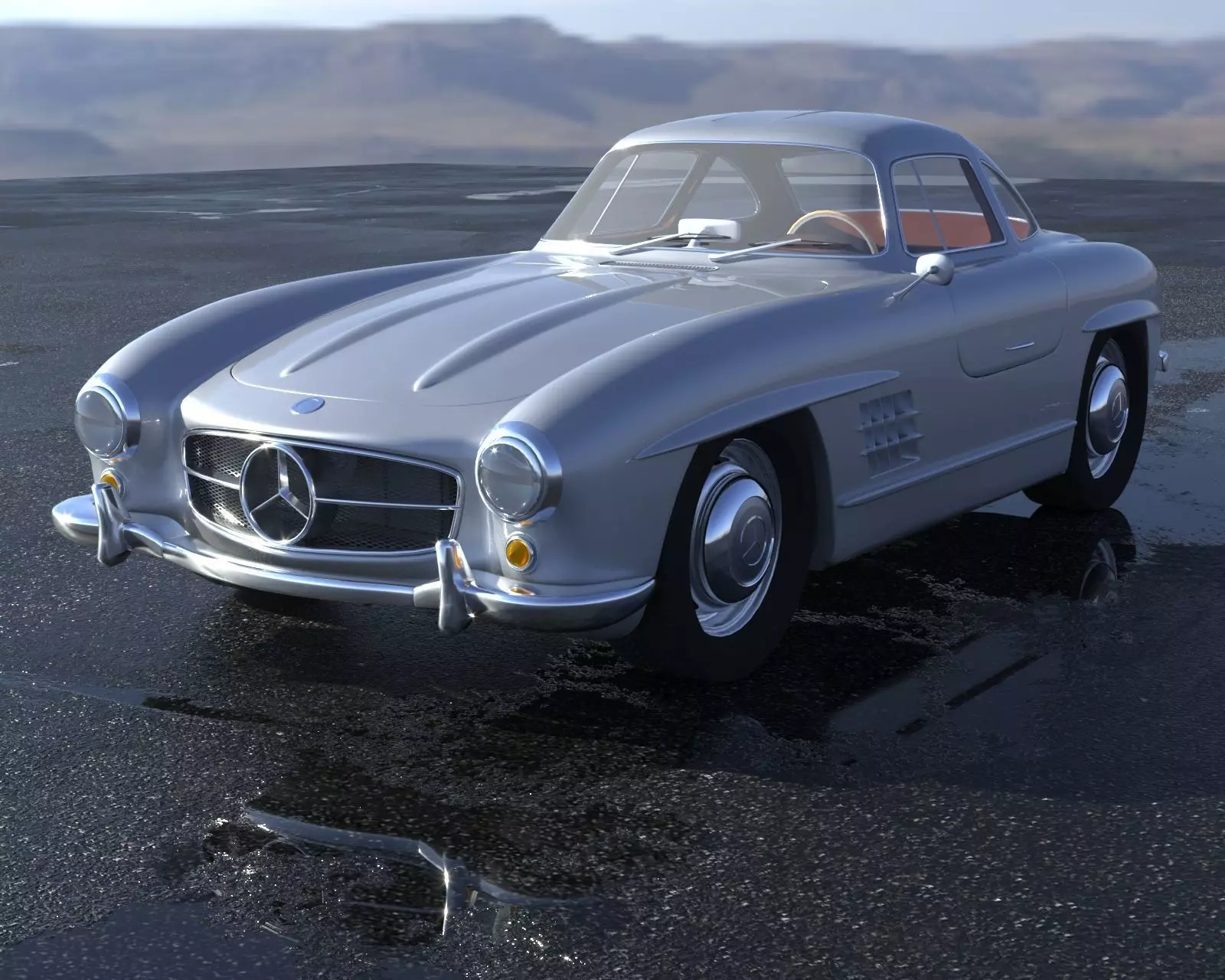 Mercedes-Benz old mercedes in desert 3D model_0