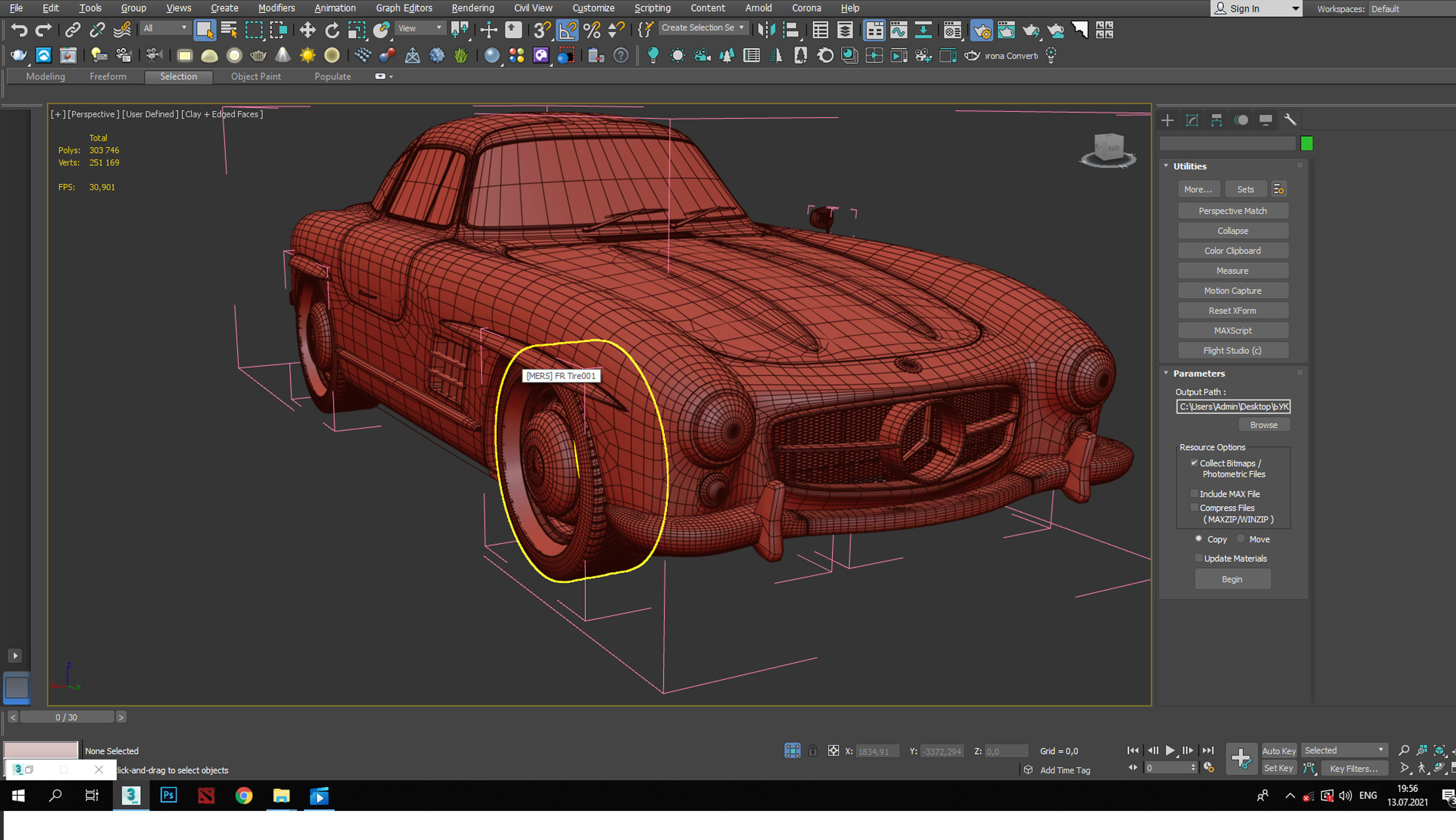 Mercedes-Benz old mercedes in desert 3D model_3