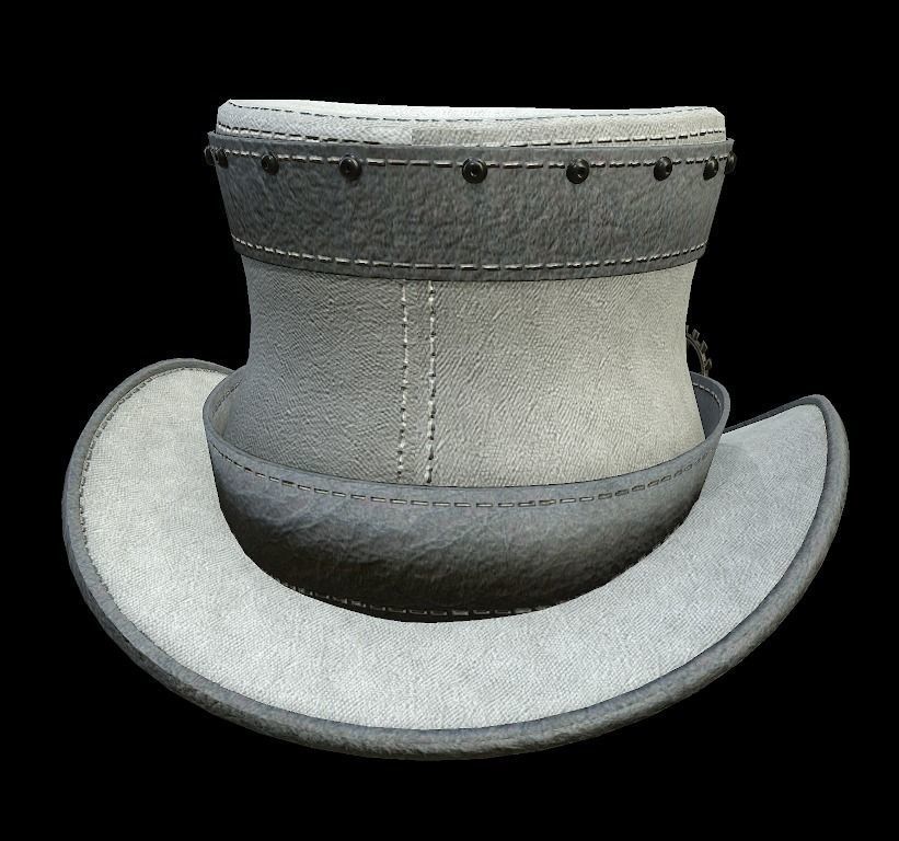 Steampunk hat low poly 6 texture options and high poly Low-poly 3D model_48