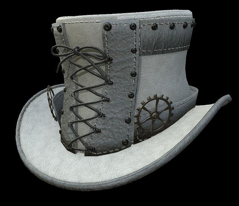 Steampunk hat low poly 6 texture options and high poly Low-poly 3D model_46