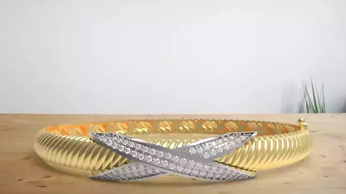 Light weight gold bracelet with X shape Gem on top Free 3D print model