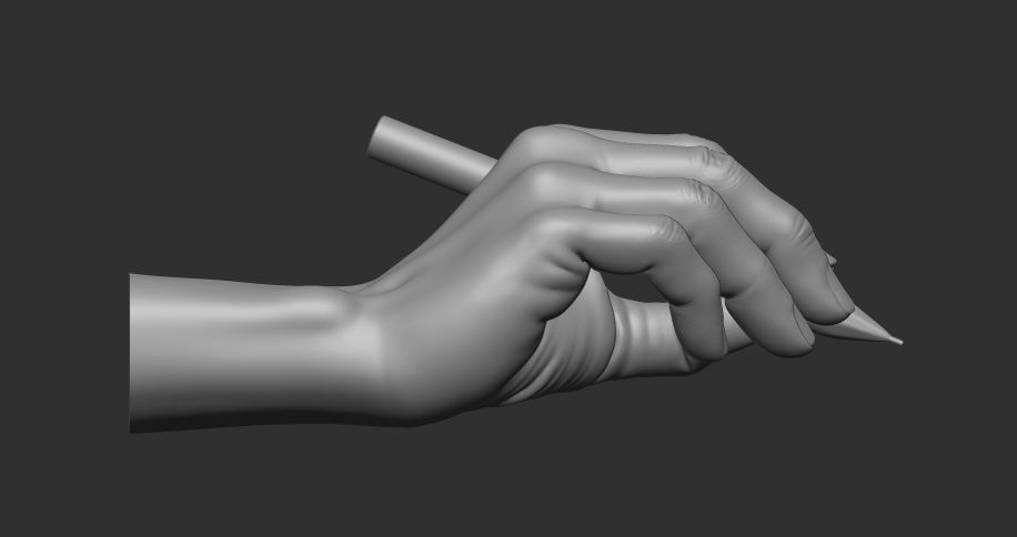 writing hand posture 3D print model_3