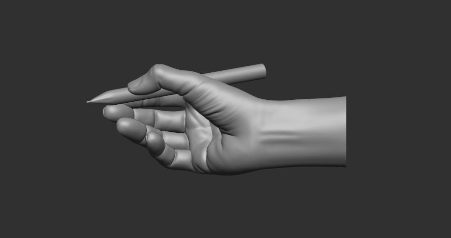writing hand posture 3D print model_5