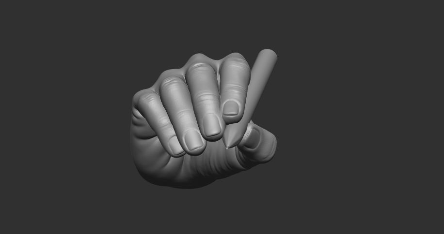 writing hand posture 3D print model_2