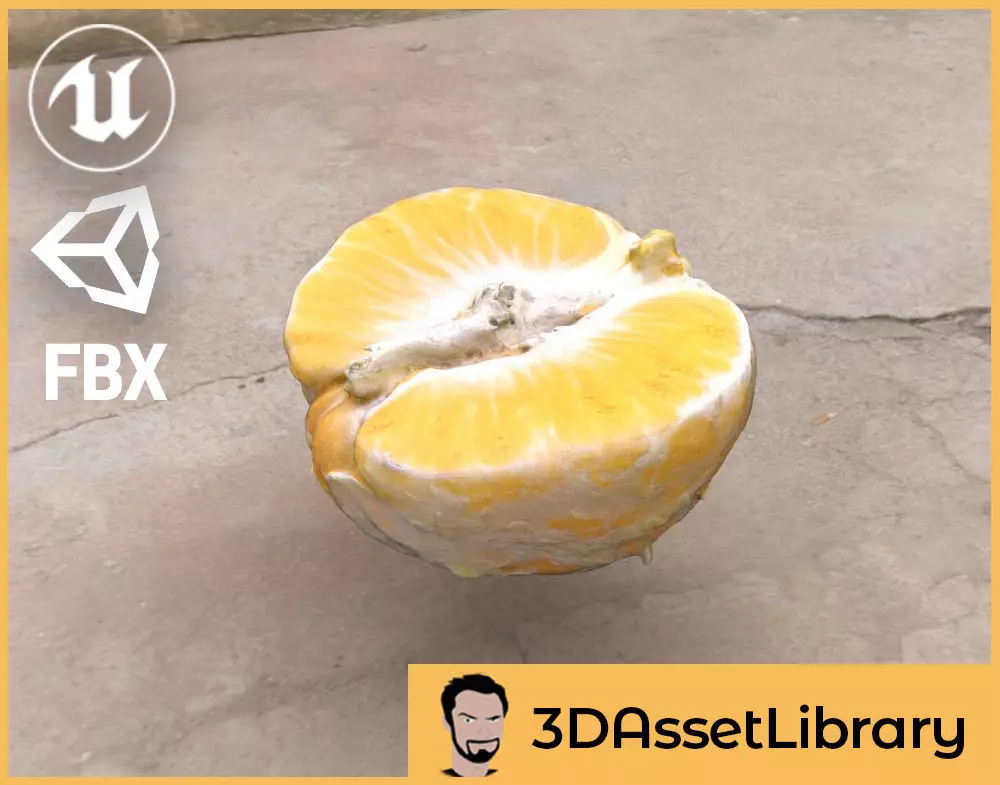 Half Clementine 3D Scan for Unreal and Unity and FBX Low-poly 3D model_0