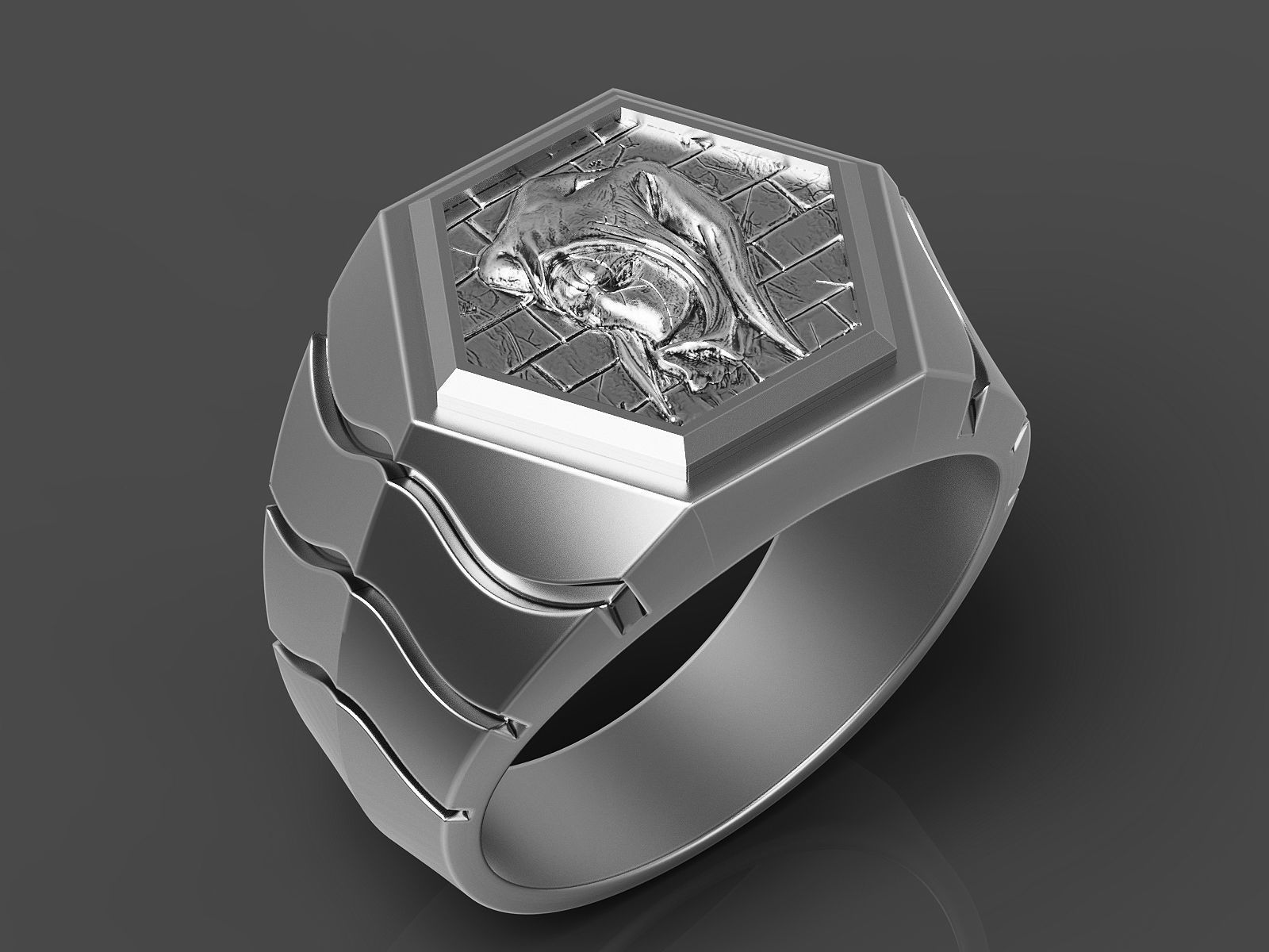 Joker ring Silver Gold Print 3D print model_10