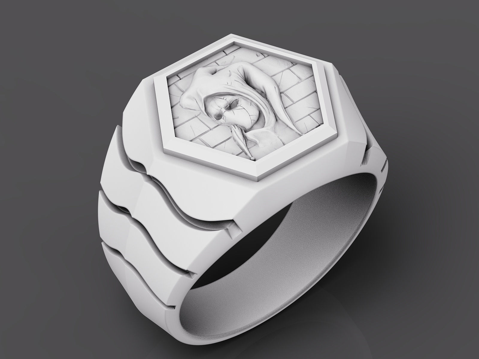 Joker ring Silver Gold Print 3D print model_1