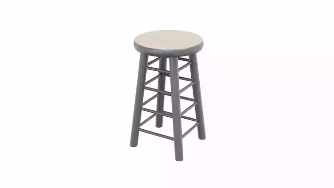 Wooden Bar Stool Low-poly 3D model
