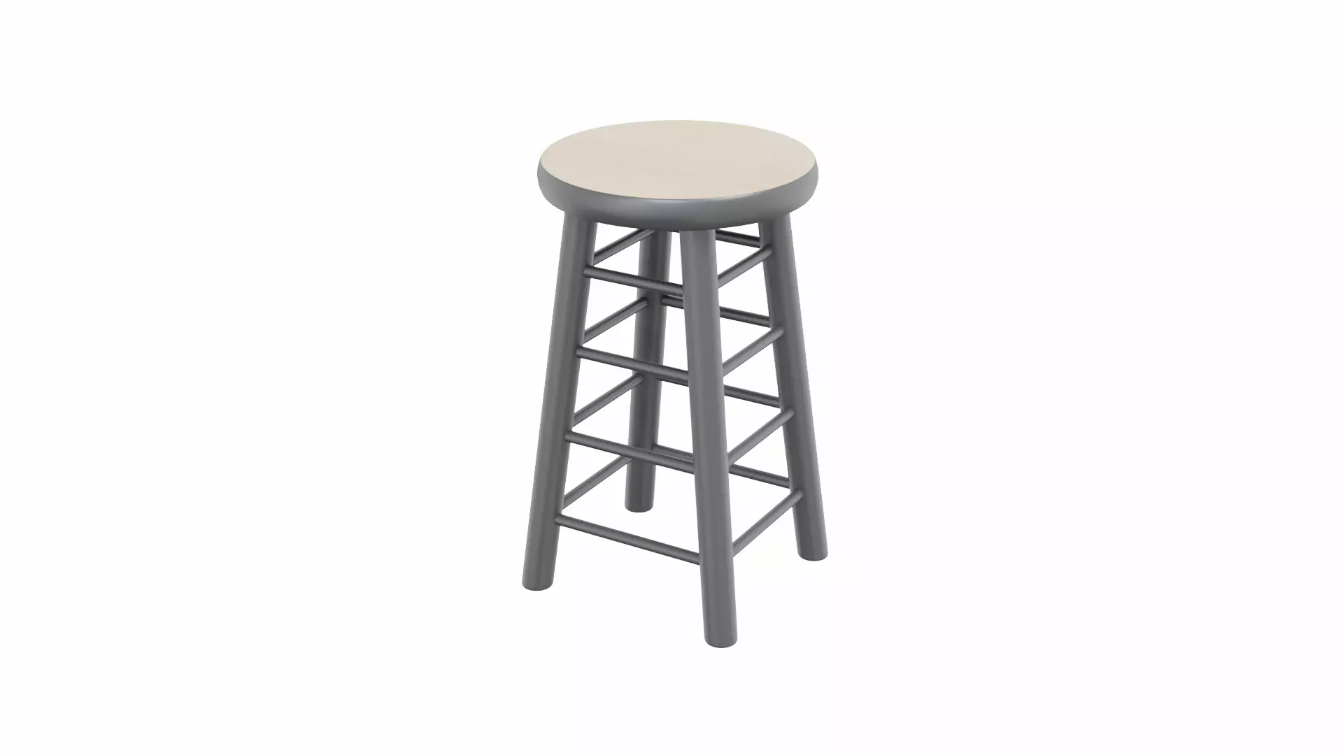 Wooden Bar Stool Low-poly 3D model