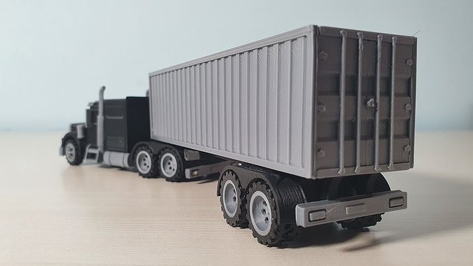 RC Semi Truck with Trailer 1-87 Scale 3D print model 7