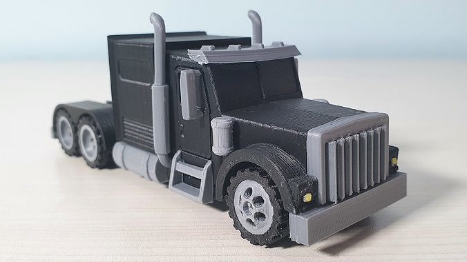 RC Semi Truck with Trailer 1-87 Scale 3D print model 5