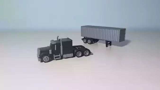 RC Semi Truck with Trailer 1-87 Scale 3D print model
