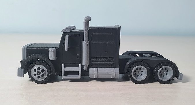 RC Semi Truck with Trailer 1-87 Scale 3D print model 3