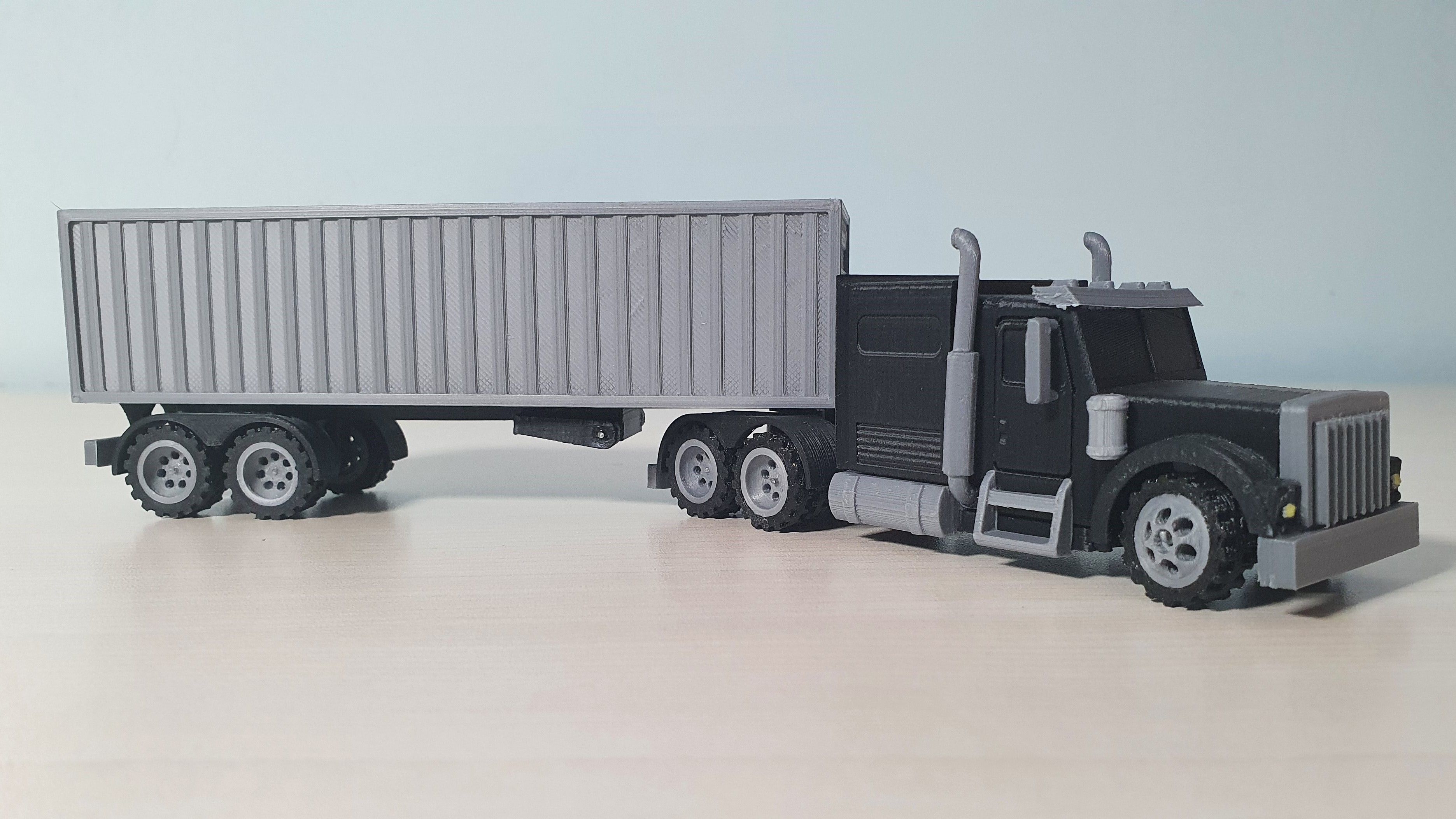 RC Semi Truck with Trailer 1-87 Scale 3D print model_8