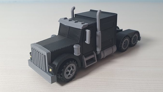 RC Semi Truck with Trailer 1-87 Scale 3D print model 4