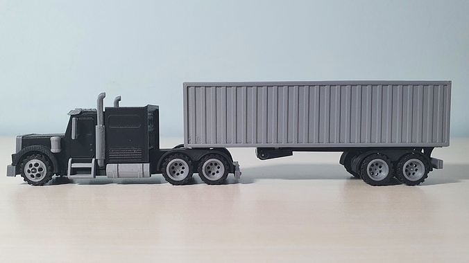 RC Semi Truck with Trailer 1-87 Scale 3D print model 6