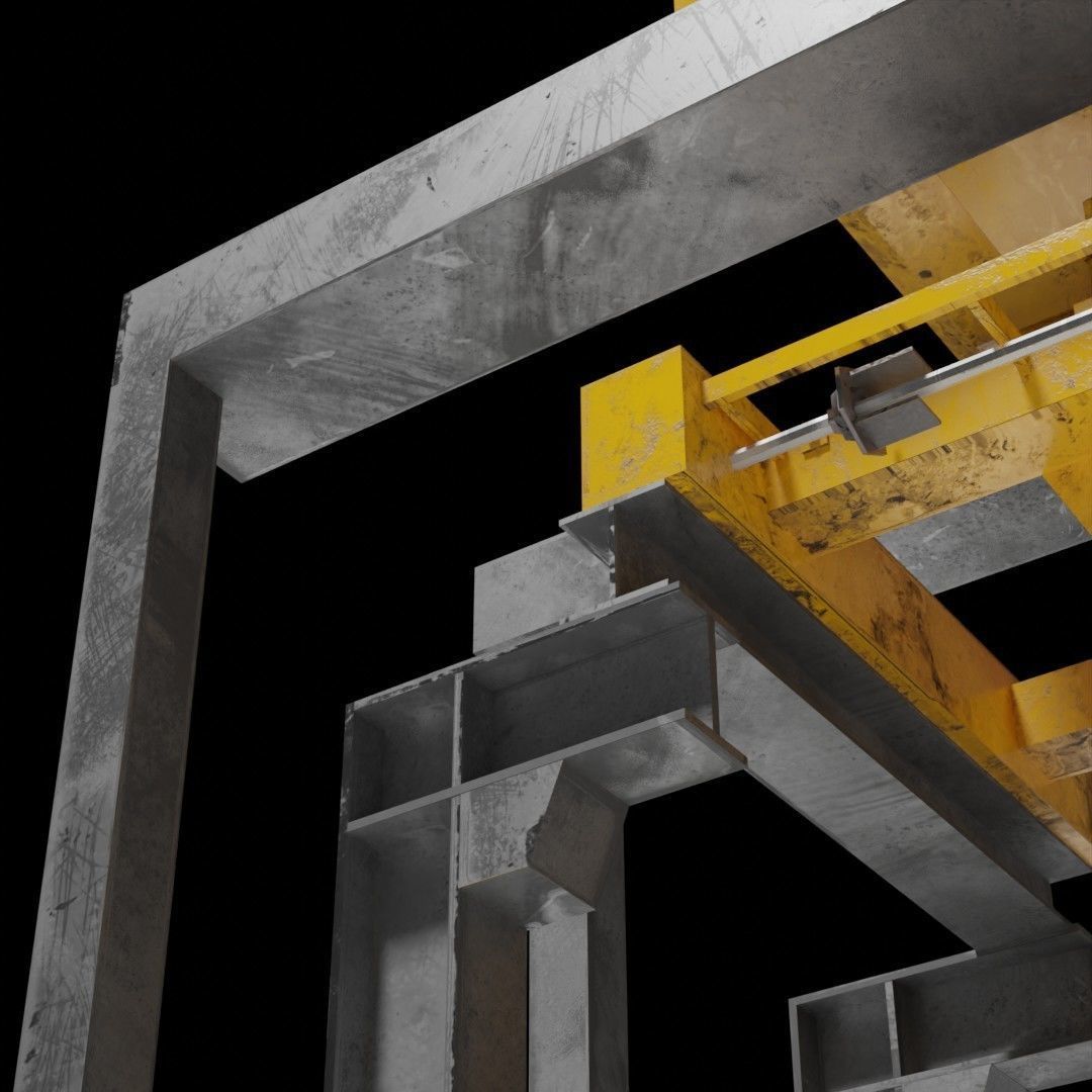 Rusty Concrete Casting Machine Factory  Flying Hopper Low-poly 3D model_18