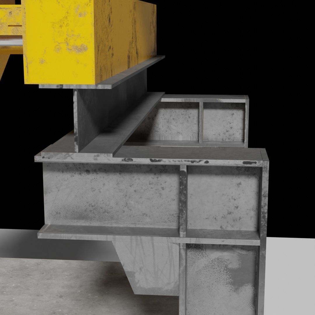 Rusty Concrete Casting Machine Factory  Flying Hopper Low-poly 3D model_8