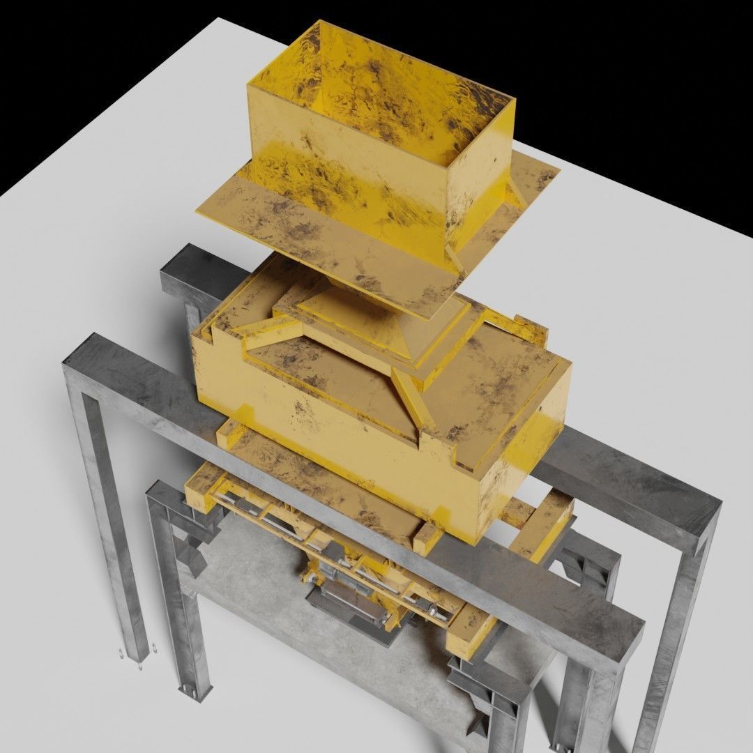 Rusty Concrete Casting Machine Factory  Flying Hopper Low-poly 3D model_14