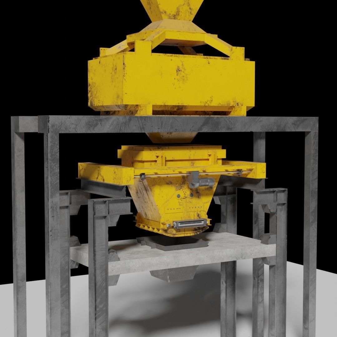 Rusty Concrete Casting Machine Factory  Flying Hopper Low-poly 3D model_4