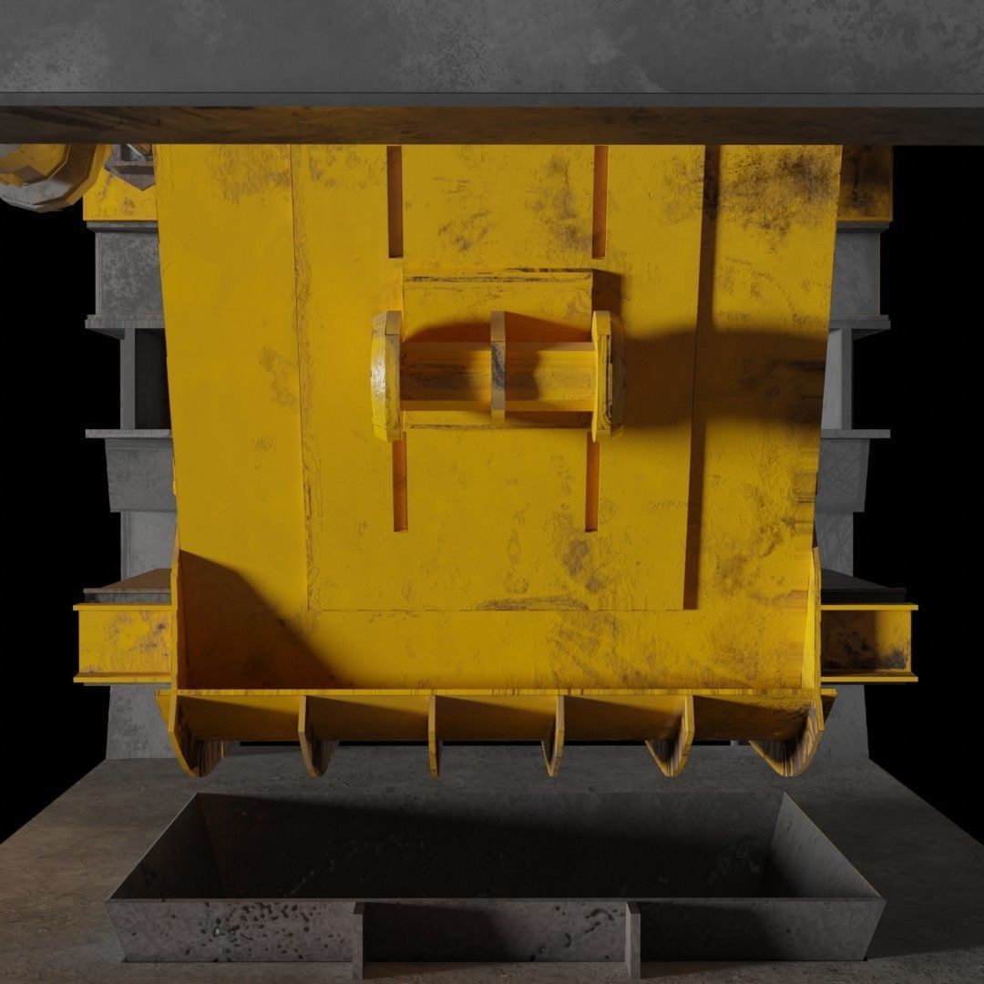 Rusty Concrete Casting Machine Factory  Flying Hopper Low-poly 3D model_2