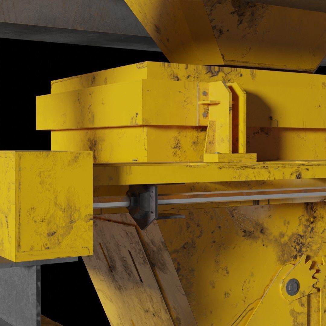 Rusty Concrete Casting Machine Factory  Flying Hopper Low-poly 3D model_7