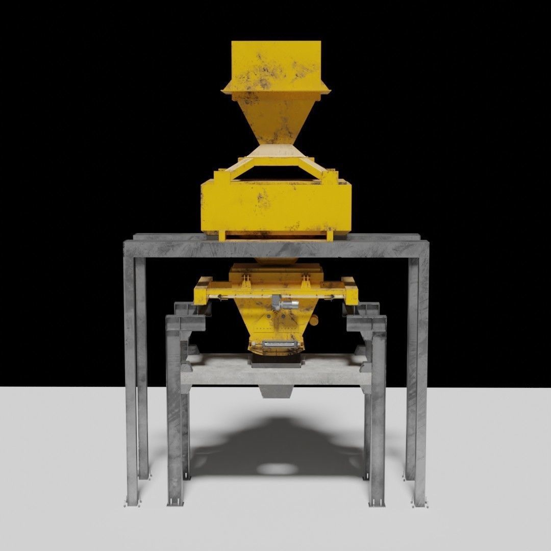 Rusty Concrete Casting Machine Factory  Flying Hopper Low-poly 3D model_19