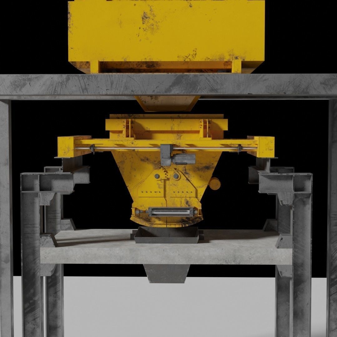 Rusty Concrete Casting Machine Factory  Flying Hopper Low-poly 3D model_20