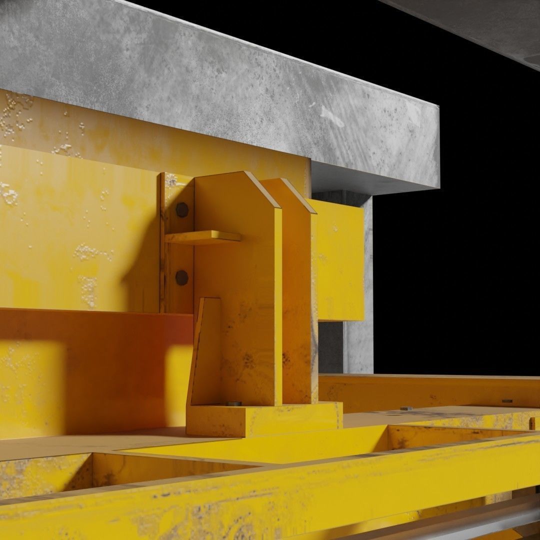 Rusty Concrete Casting Machine Factory  Flying Hopper Low-poly 3D model_9