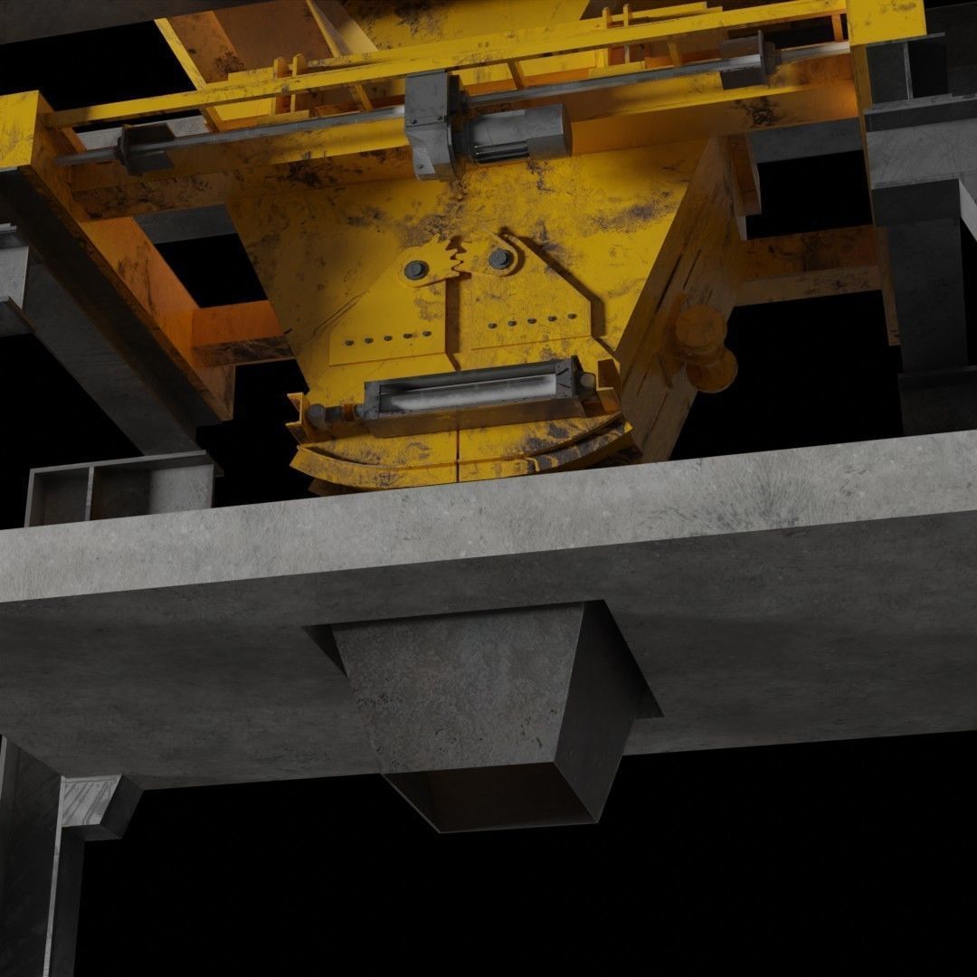 Rusty Concrete Casting Machine Factory  Flying Hopper Low-poly 3D model_17