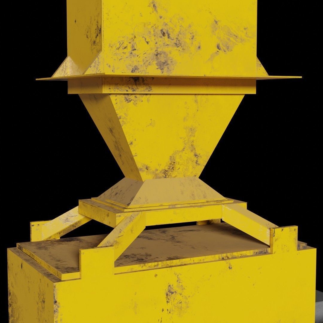 Rusty Concrete Casting Machine Factory  Flying Hopper Low-poly 3D model_10