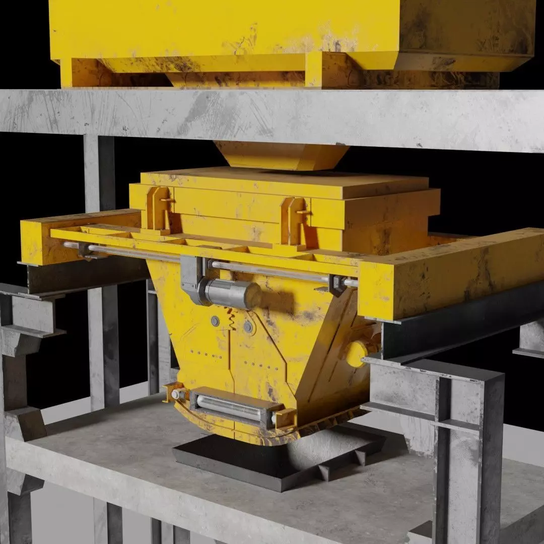 Rusty Concrete Casting Machine Factory  Flying Hopper Low-poly 3D model_0