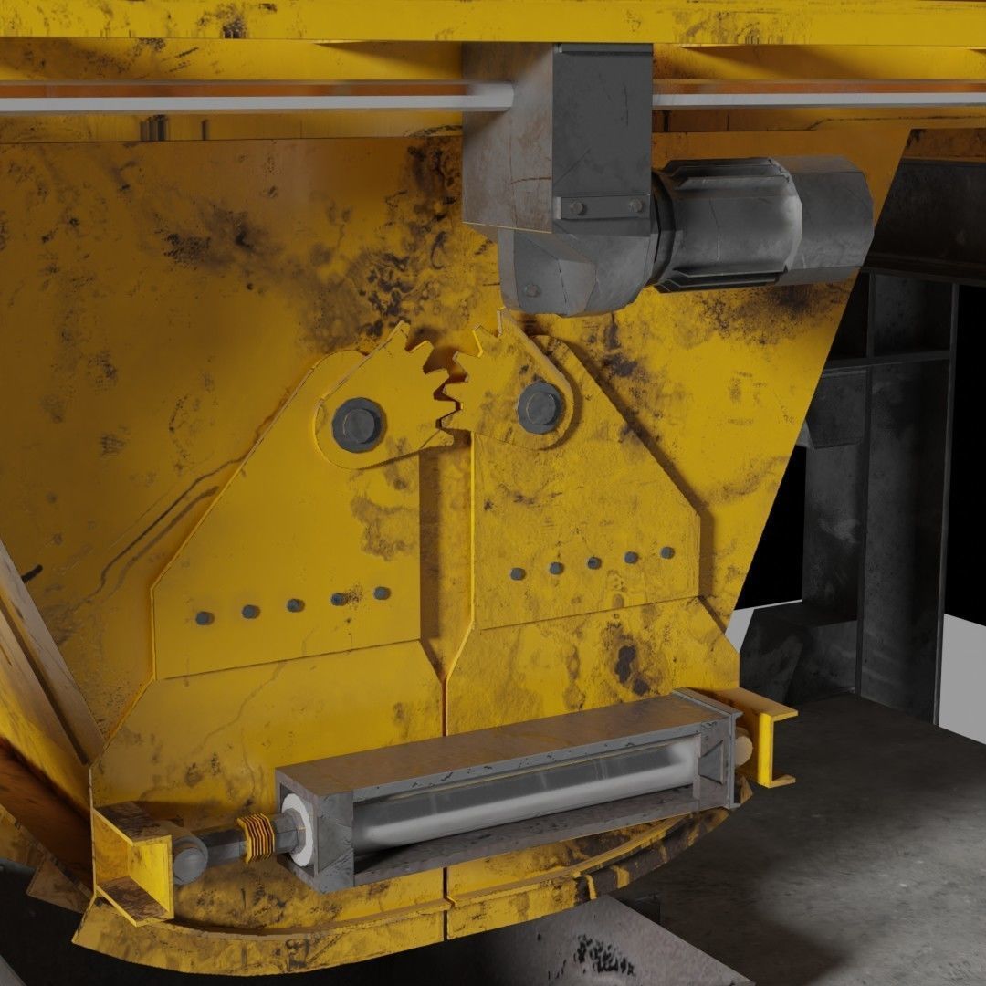 Rusty Concrete Casting Machine Factory  Flying Hopper Low-poly 3D model_5