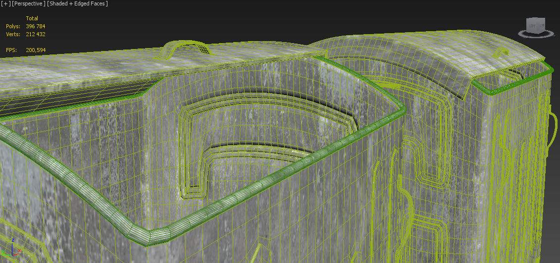 Trash metal can on wheels 3D model_5