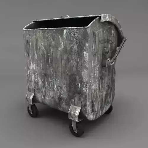 Trash metal can on wheels
