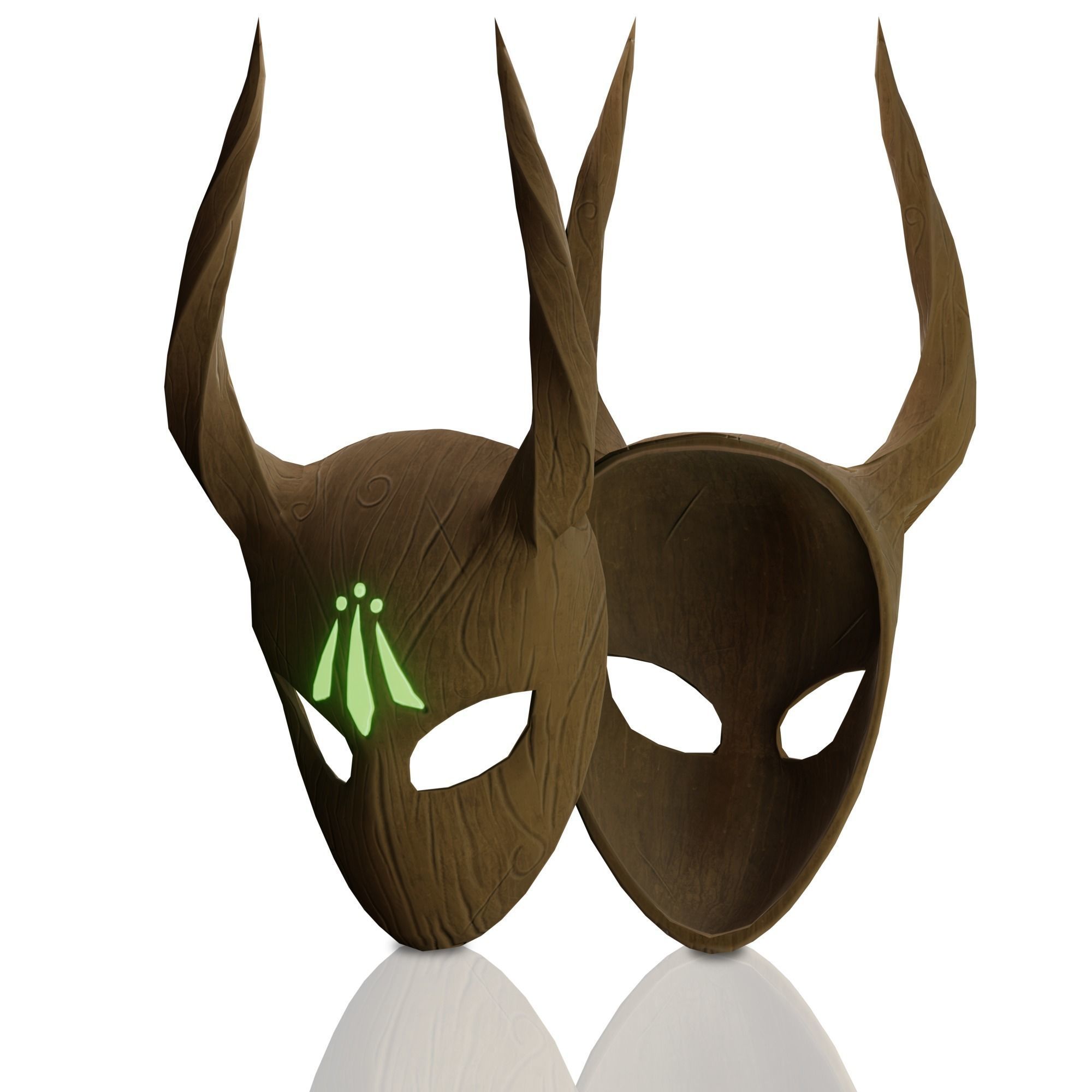 Stylized Druid Mask Low-poly 3D model_4