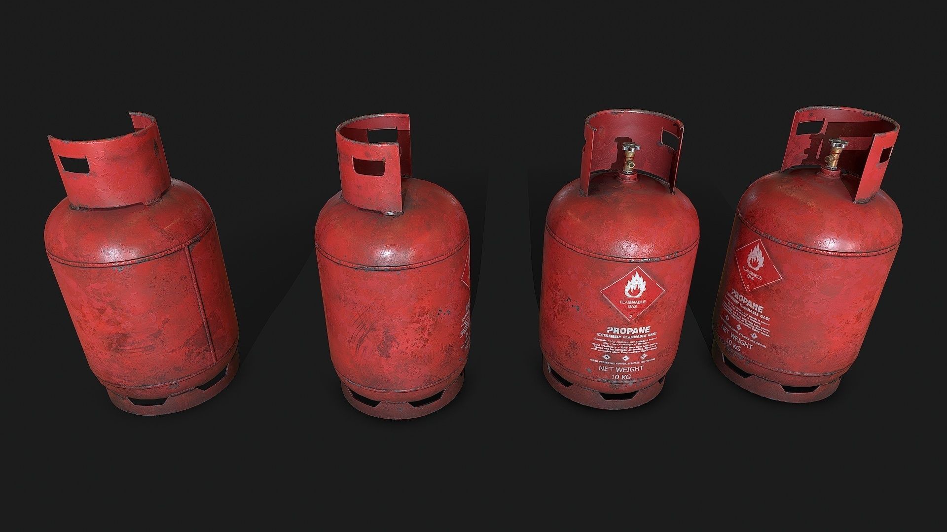 Propane Gas cylinder Low-poly 3D model_5