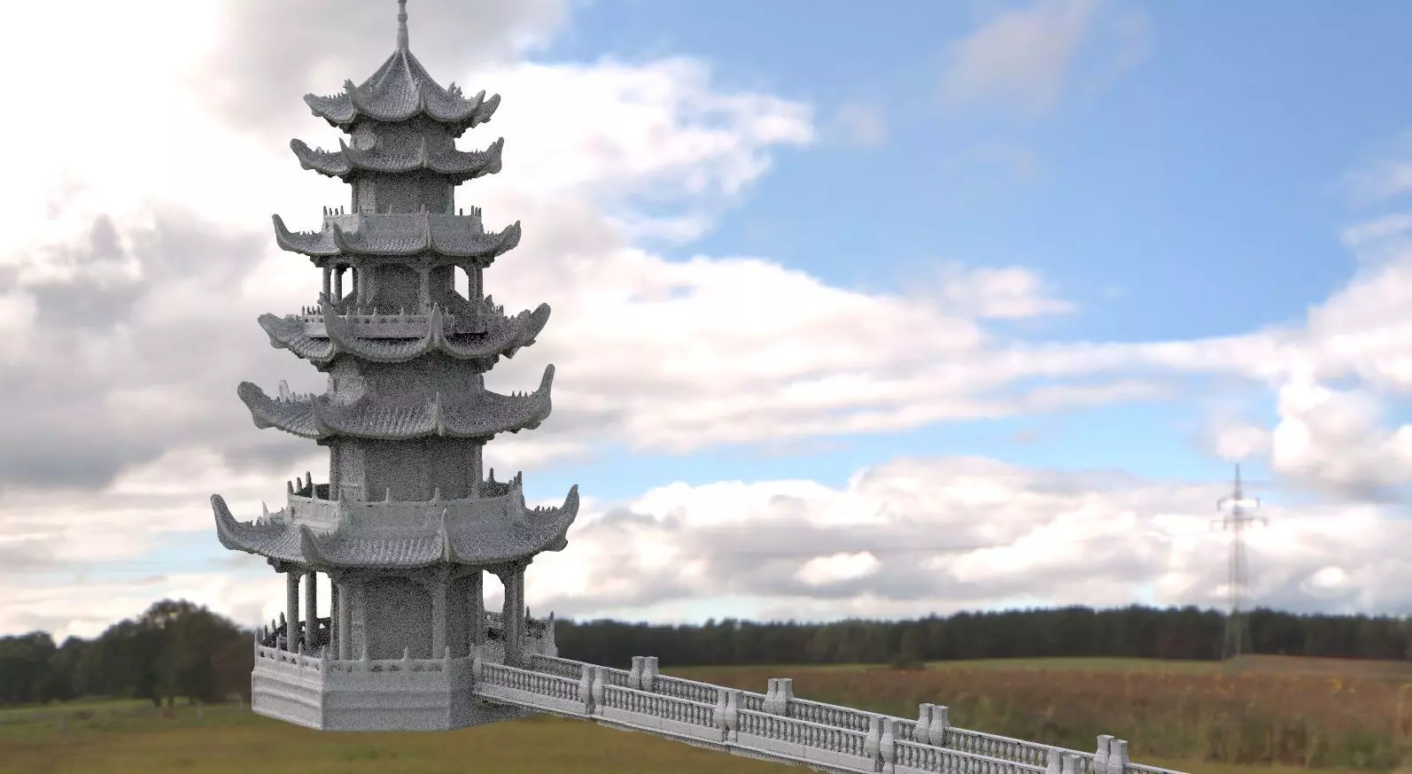 Chinese Tower ornate 3D model_0