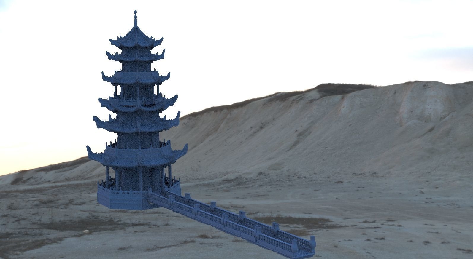 Chinese Tower ornate 3D model_2