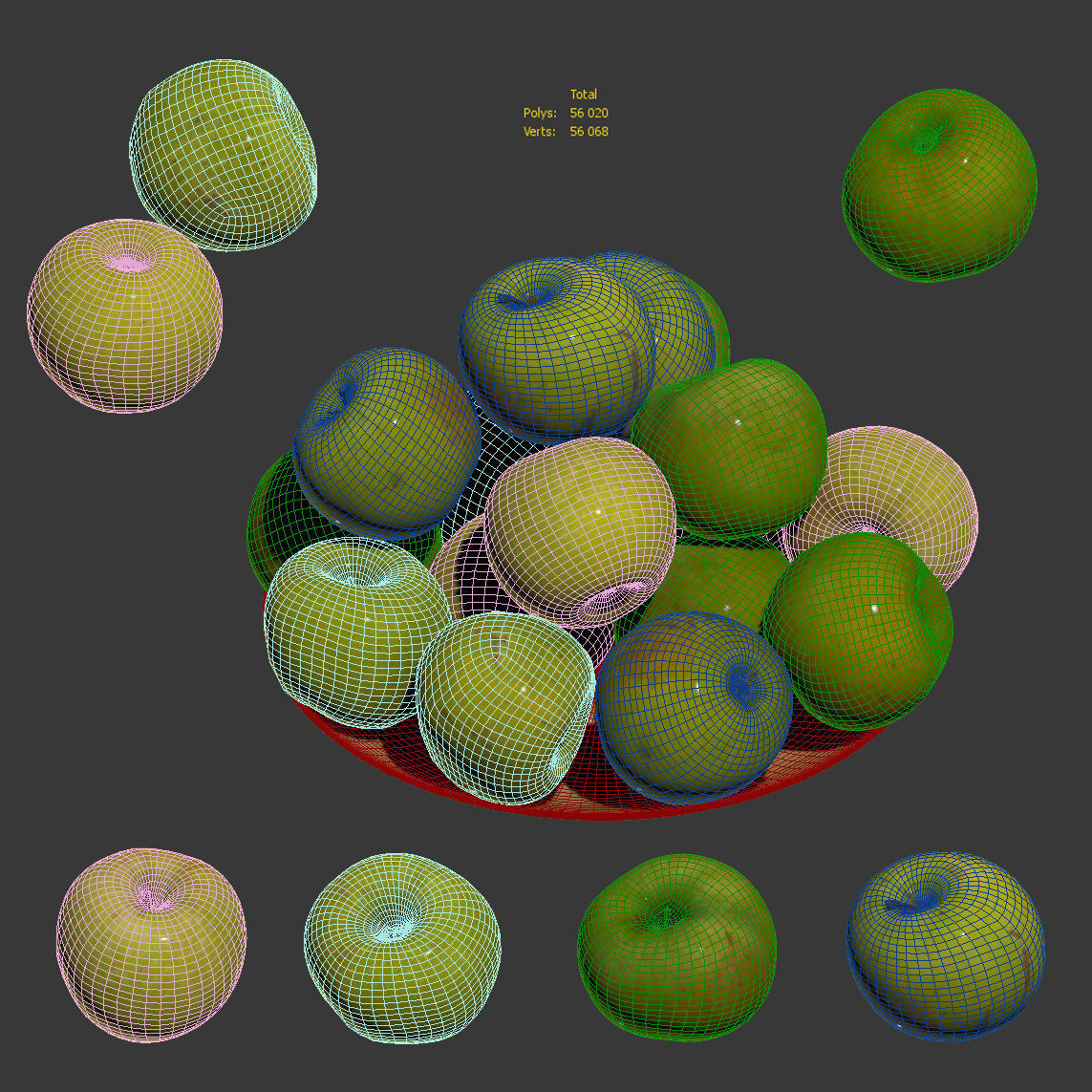 Granny Smith Apples - 4 models Low-poly 3D model_6