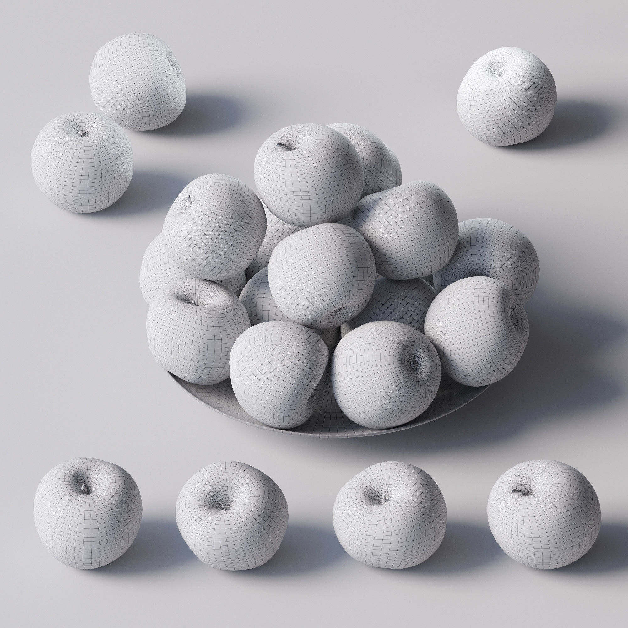 Granny Smith Apples - 4 models Low-poly 3D model_4