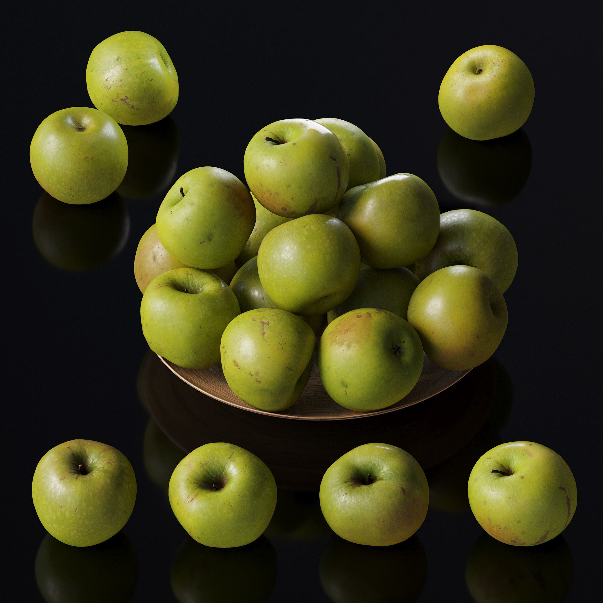 Granny Smith Apples - 4 models Low-poly 3D model_2