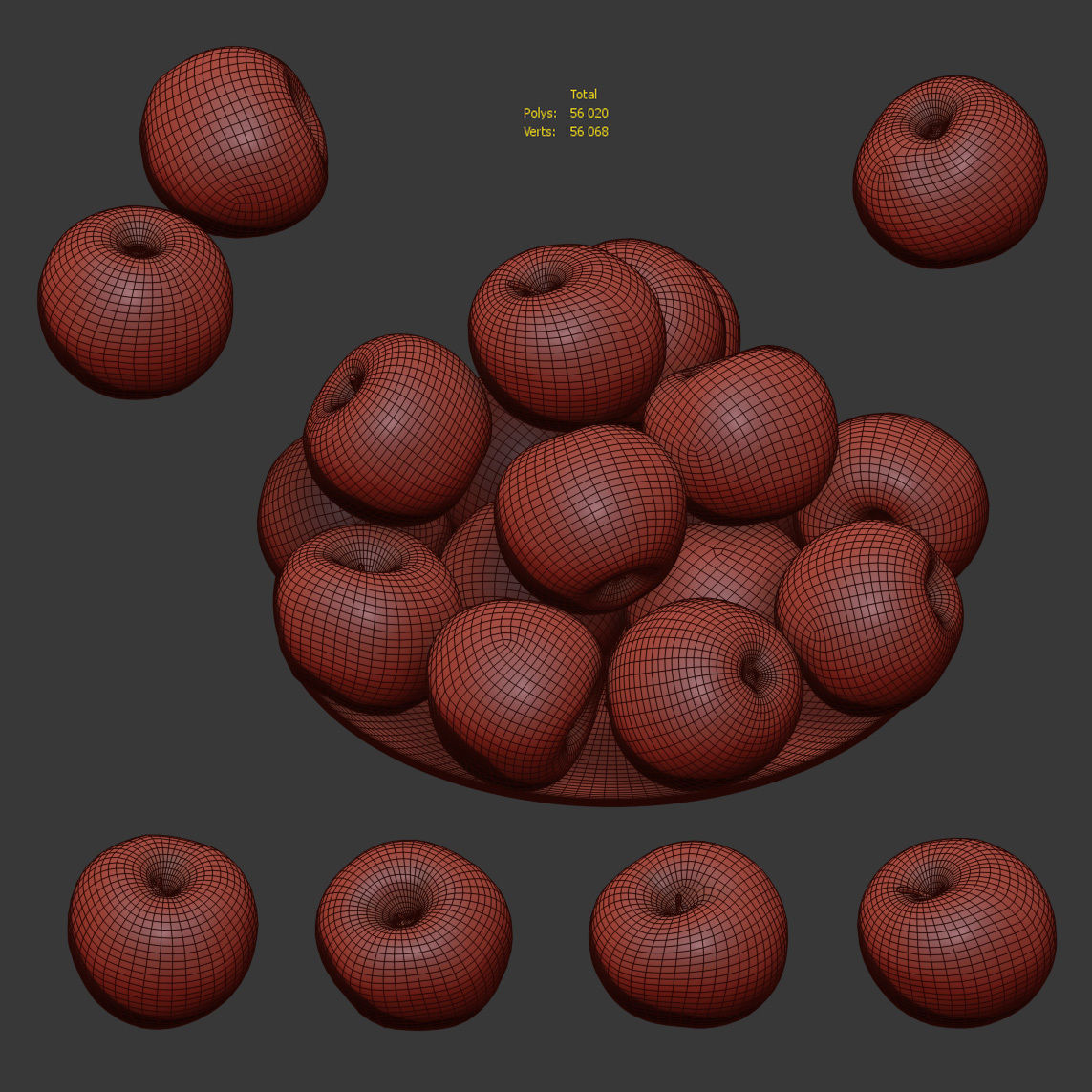 Granny Smith Apples - 4 models Low-poly 3D model_7