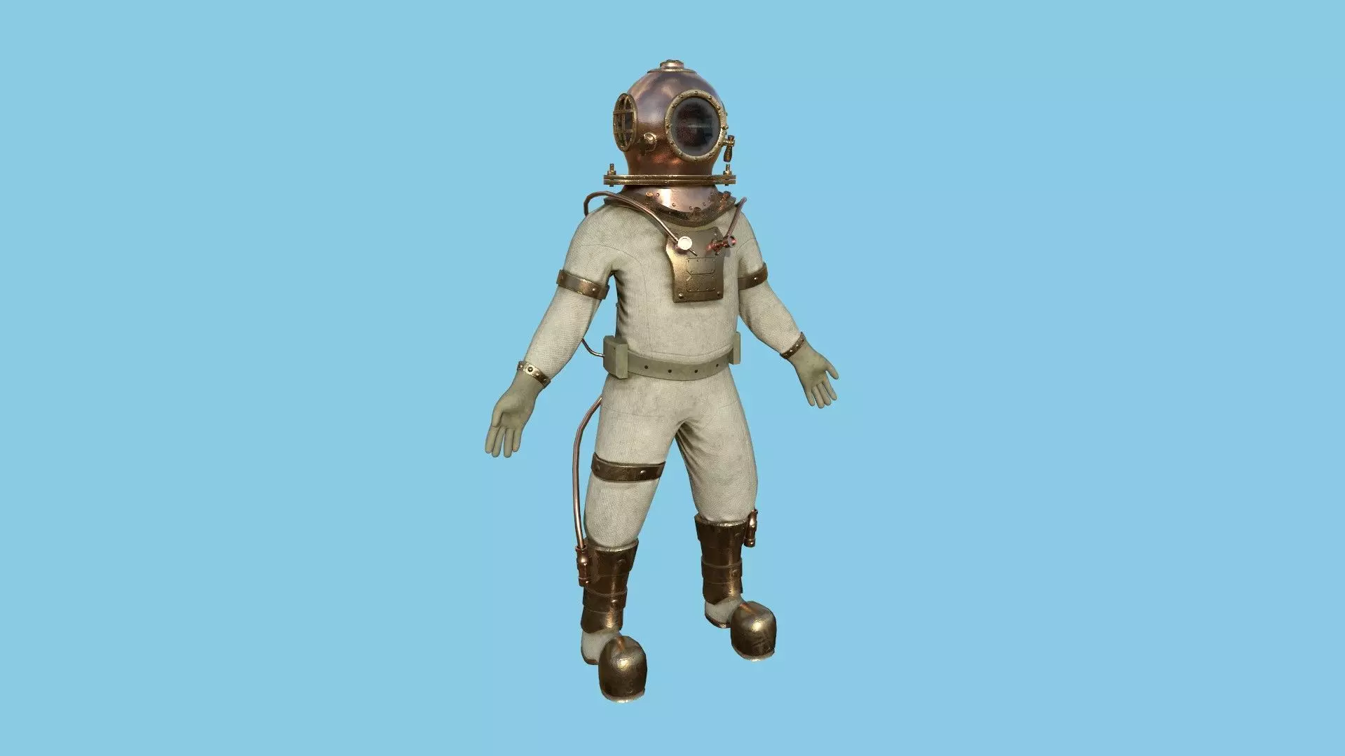 Diving Suit 01 - Bronze - Character Design Fashion Low-poly 3D model
