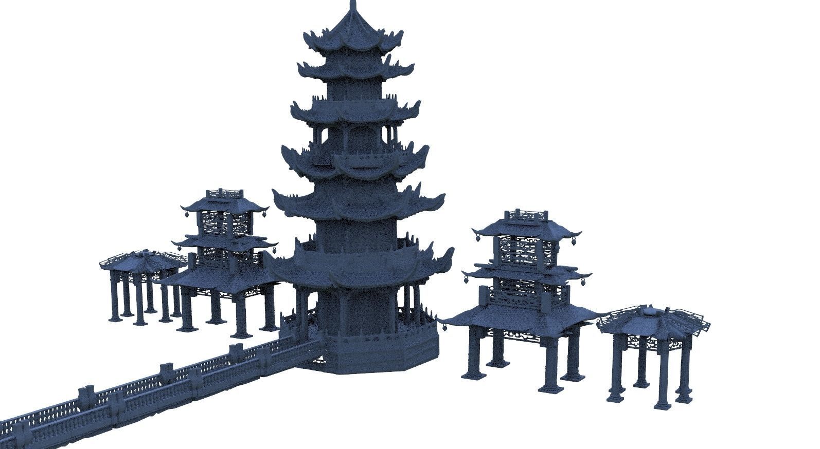 Chinese Towers architecture Collection 3D model_1