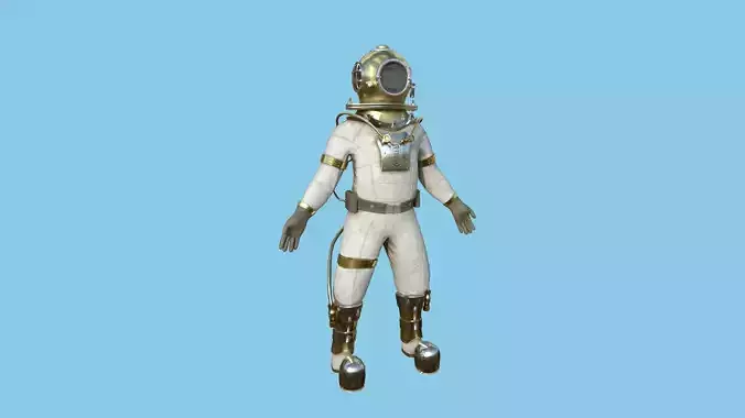 Diving Suit 03 - White Gold - Character Design Fashion Low-poly 3D model
