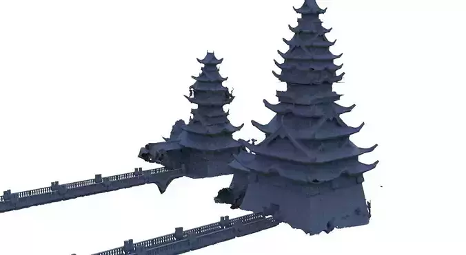 Japanese fortress towers Kit bash 3D model