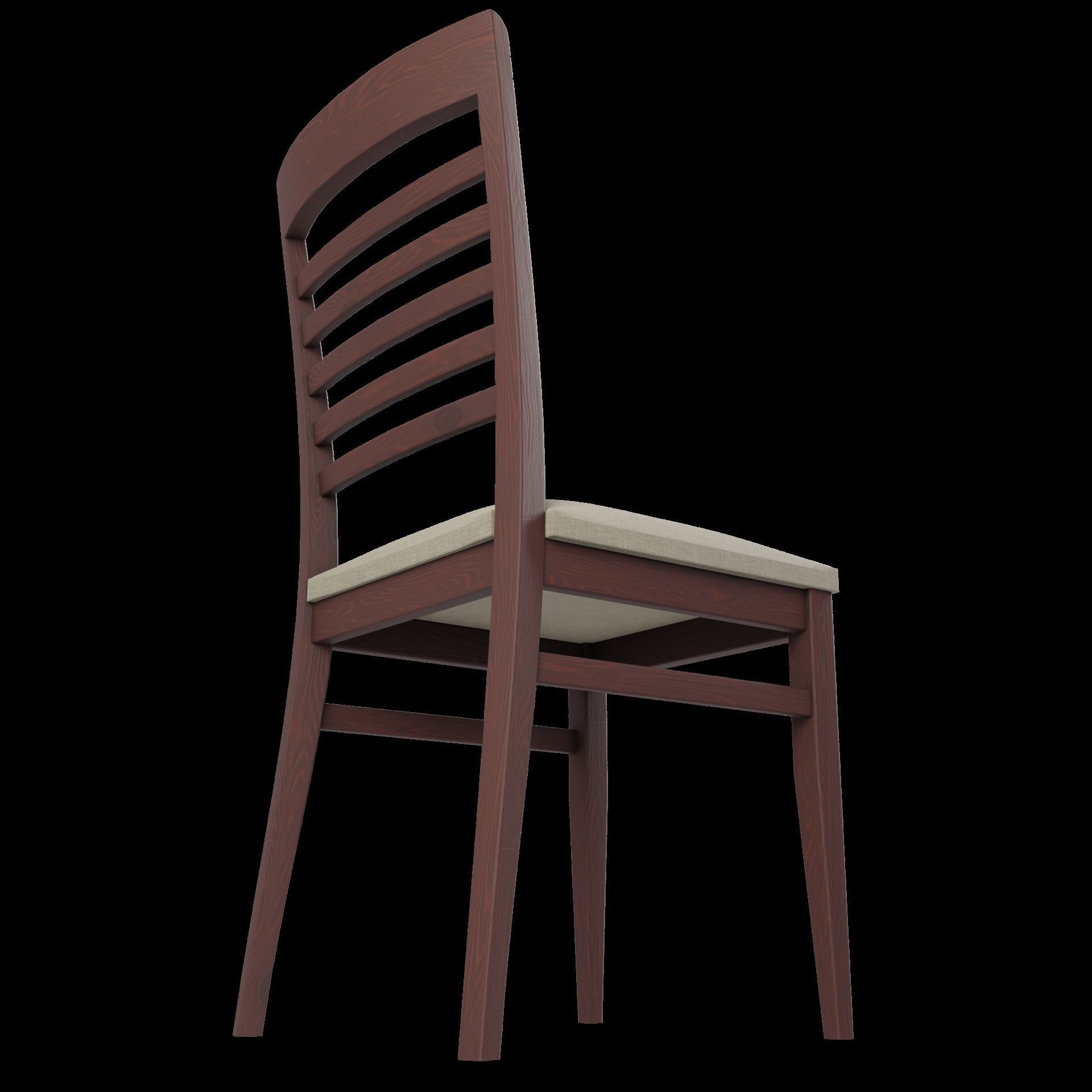 Wooden Dining Chair 3D model_3
